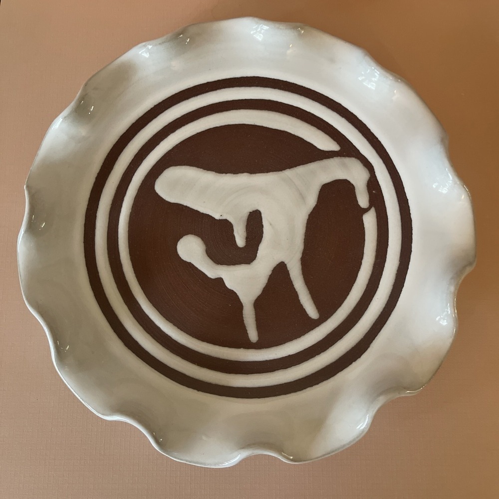 Stephen Pearce Curly‎ Plate Irish Studio Art Pottery Shanagarry Ireland Redware
